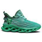 Flyknit Breathable Casual Sneaker Men's Mesh Surface Platform Running Shoes Green - D&A