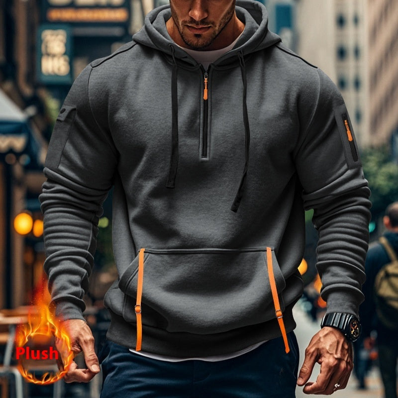 Men's Casual Multi-zipper Arm Pocket Sweatshirt - D&A
