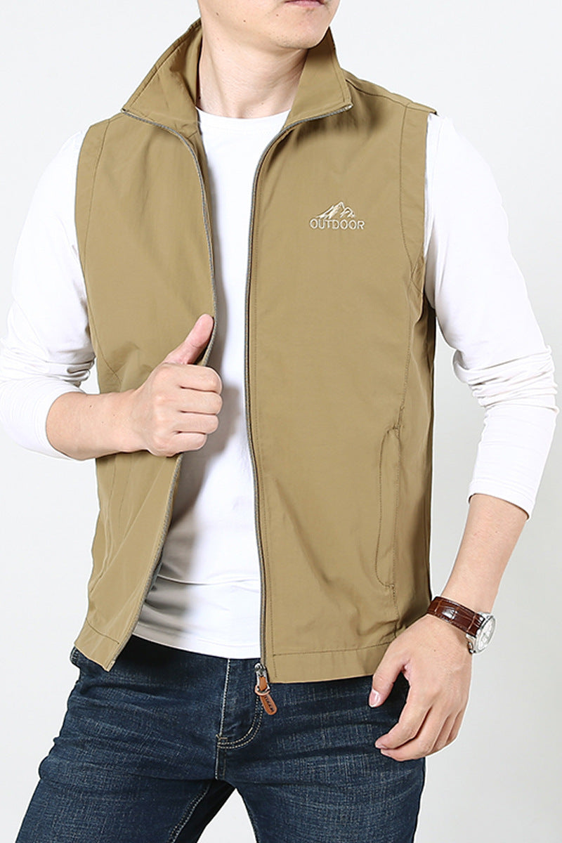 Niandun Spring Vest Men's Thin Waistcoat Vest Khaki - D&A