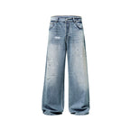 American-style Splash-ink Washed Loose Jeans - D&A