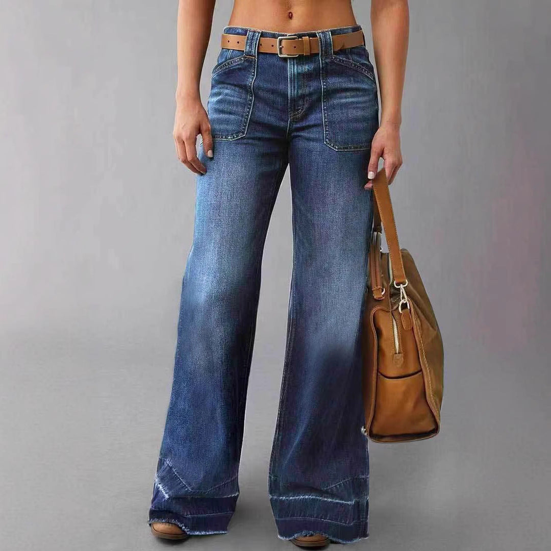 Retro High Waist Straight Loose Slimming And All-matching Jeans - D&A