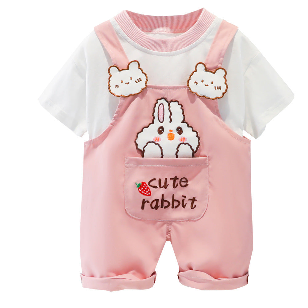 Children's Clothing Men And Women Baby Summer Cartoon Short-sleeved Overalls - D&A