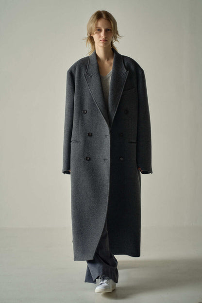 Loose And Lazy Style Thickened Woolen Coat Charcoal Gray - D&A