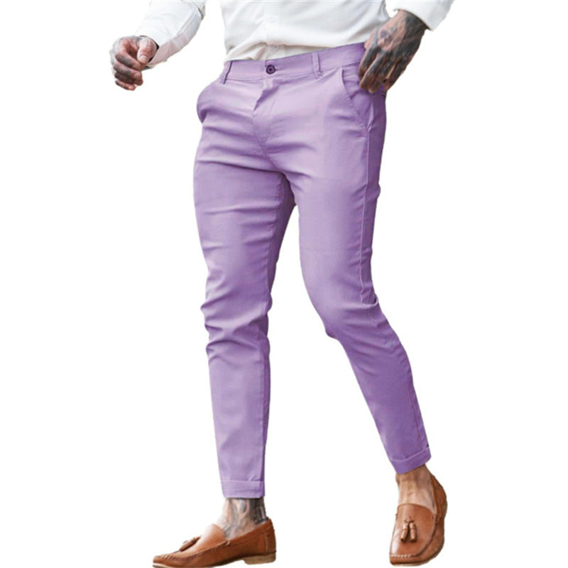 Men's Twill Cotton Stretch Fashion Slim Pencil Purple - D&A
