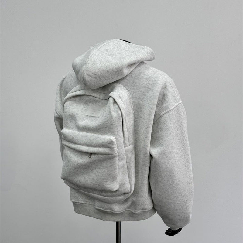 Back Schoolbag Design Men's Coat Flower Gray Light Gray - D&A