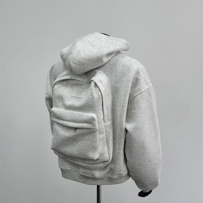 Back Schoolbag Design Men's Coat Flower Gray Light Gray - D&A