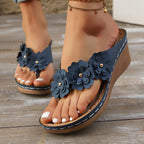 Flower Stitching Wedge Women's Sandals - D&A