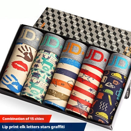 Men's Cotton Printed Breathable Boxers Combination 15 - D&A