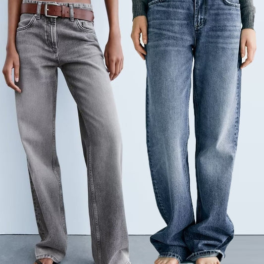 Autumn And Winter Jeans High Waist Straight Pants Women's Wide-leg Pants - D&A