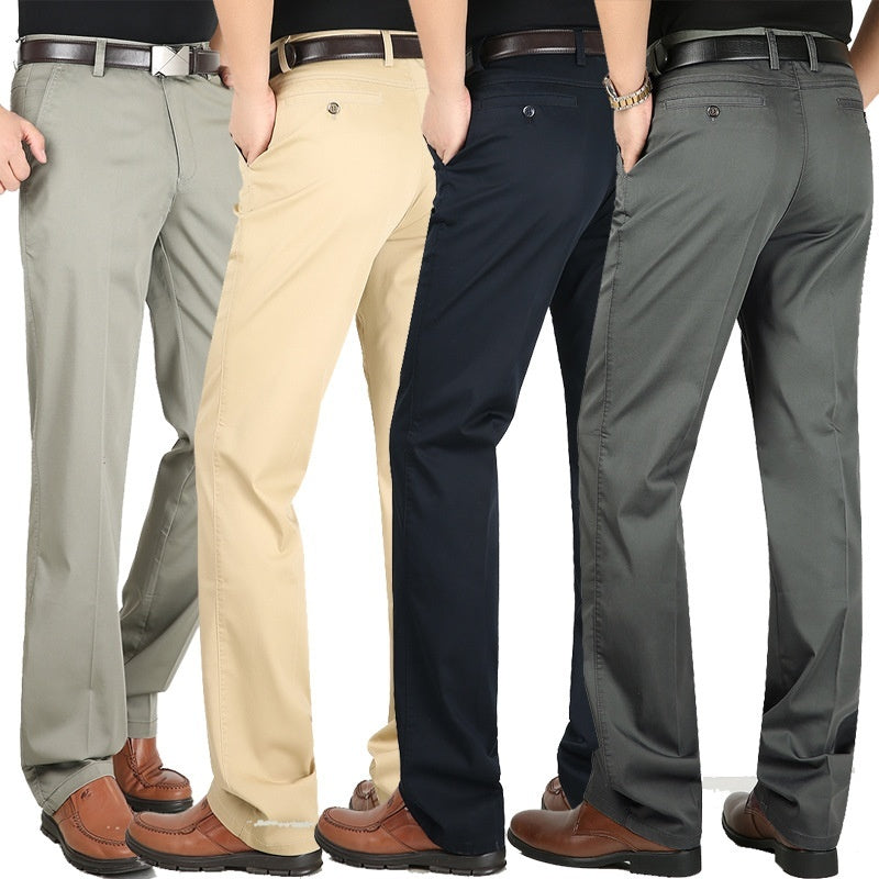 Men's Casual Elastic Cotton High Waisted Loose Pants - D&A