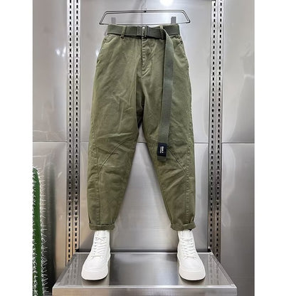 Trendy Skinny Cropped Harem Pants Men's Green - D&A
