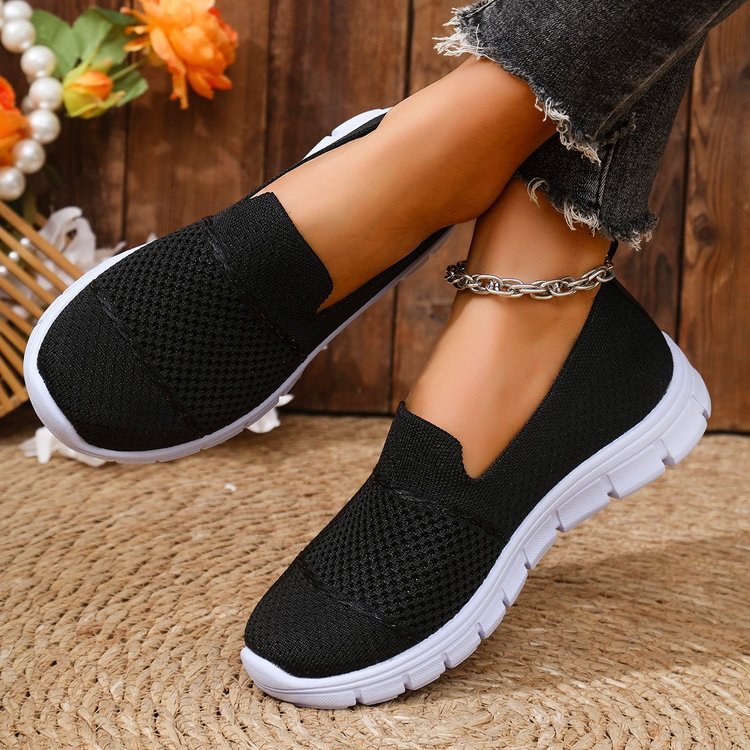 Mesh Breathable Flat Solid Color Casual Shoes For Women - D&A