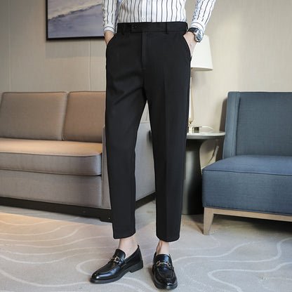 Straight Retro Brown Elastic Slim Fit Brown Casual Pants - D&A