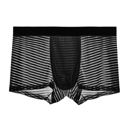 Men's Ice Silk Seamless Boxers Thin Air Boxers B316 Black - D&A