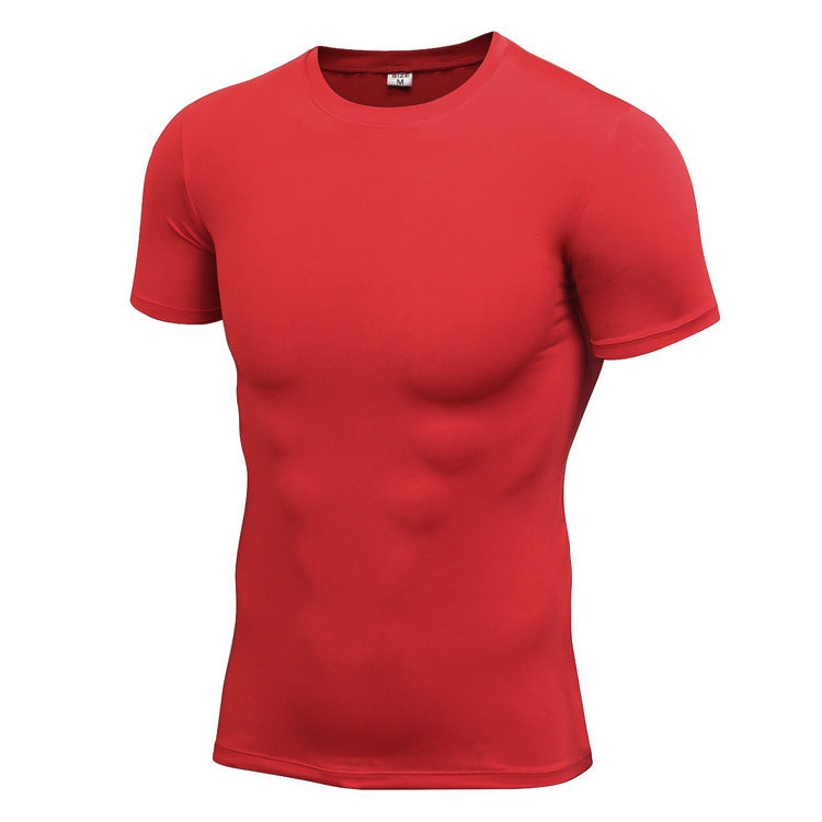 Men's Stretch Quick Drying Clothes Short-sleeved Shirt Red - D&A