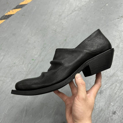 Black Retro Unisex Small Leather Shoes With Height Increase - D&A