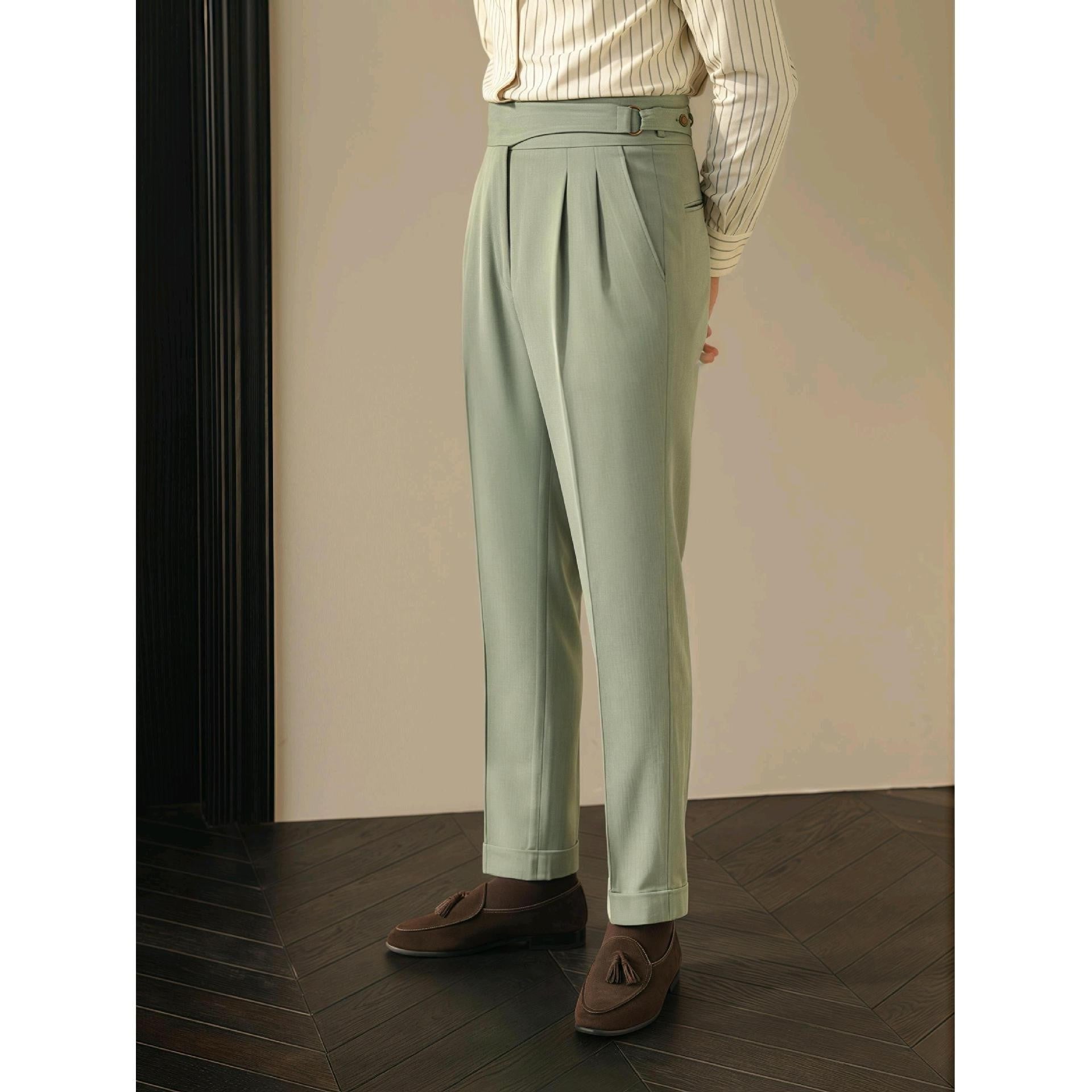 British Retro Business Casual Paris Buckle Suit Pants Men - D&A