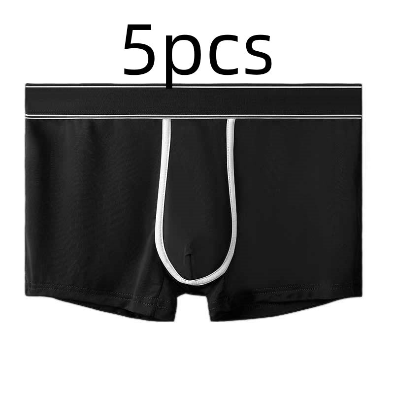 Men's Ice Silk Antibacterial Ultra Thin Sexy Transparent Boys Sports Underwear Black 5pcs - D&A