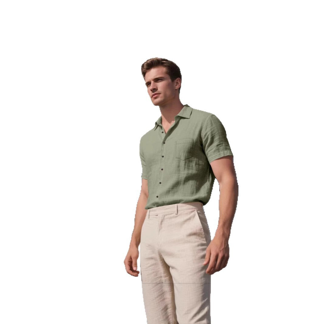 Men's Linen Short-sleeved Shirt - D&A