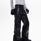 STARTEXCEEDEND Zipper Design Micro Pull Up Leather Pants For Men Autumn - D&A