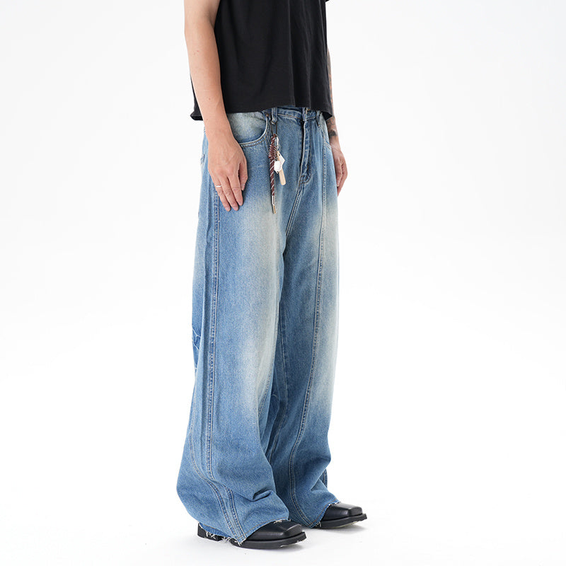 Cut Washed Vintage Washed Wide Leg Machete Jeans - D&A