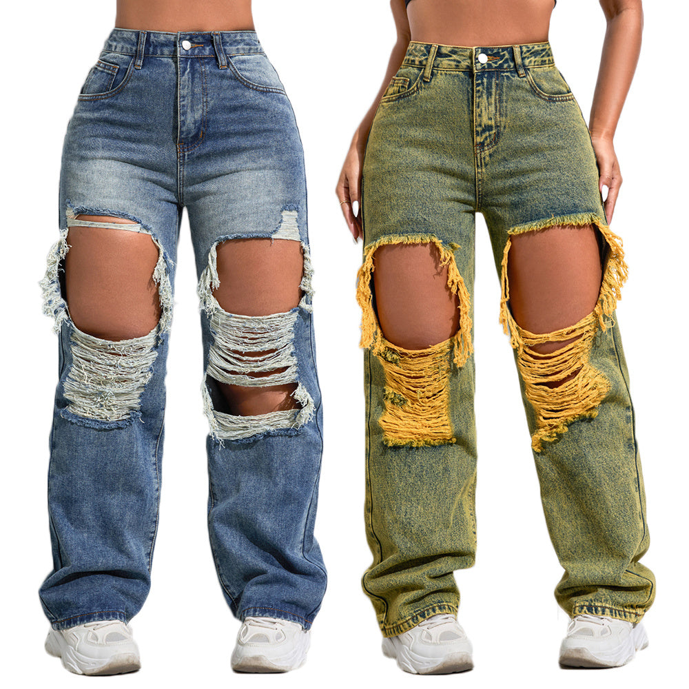 Shascullfites Baggy Jeans Women New American Loose Wide-leg Pants Old Straight Leg Trousers - D&A