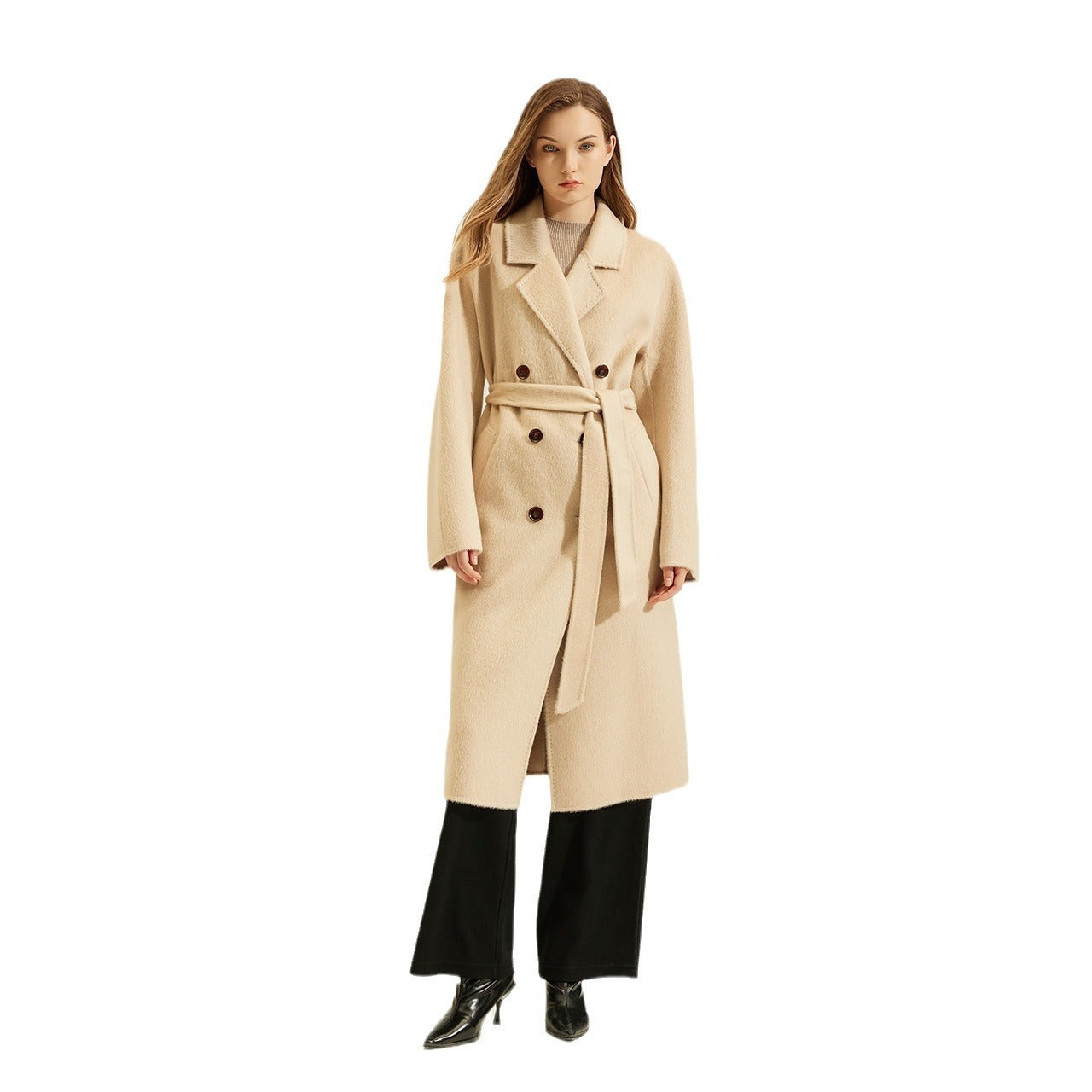 Women's Camel Coat Reversible Woolen Jacket - D&A