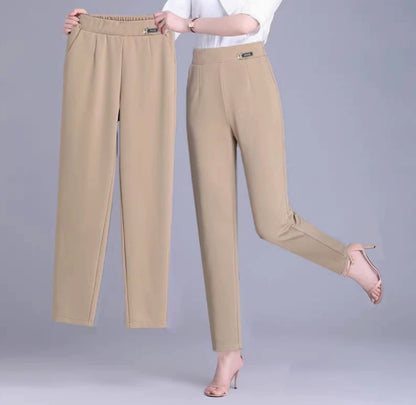 Tight-waisted Thin, Loose Slimming Large-sized 9-inch Harem Pants Khaki - D&A