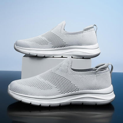 Sports Men's Extra Large Size Slip-on Mesh Flying Woven Light Casual Shoes Light Gray - D&A
