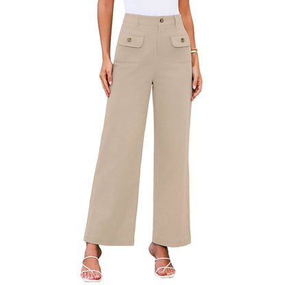 Women's High Waist Wide Leg Pants Stretch Casual Pants - D&A