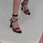 High Heels Black Low-cut Sandals - D&A