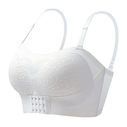Front Closure Bra Strapless Wireless Push Up Anti-slip Bra White - D&A