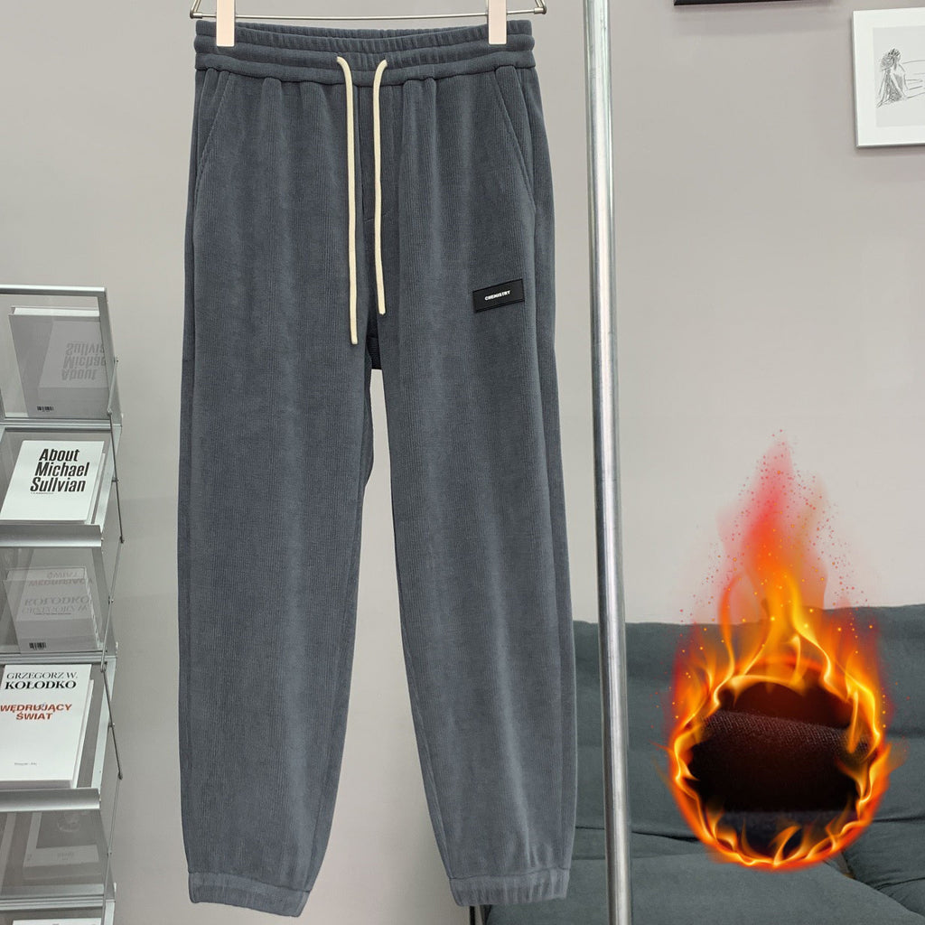 Corduroy Ankle-tied Sweatpants All-match Plus Size - D&A