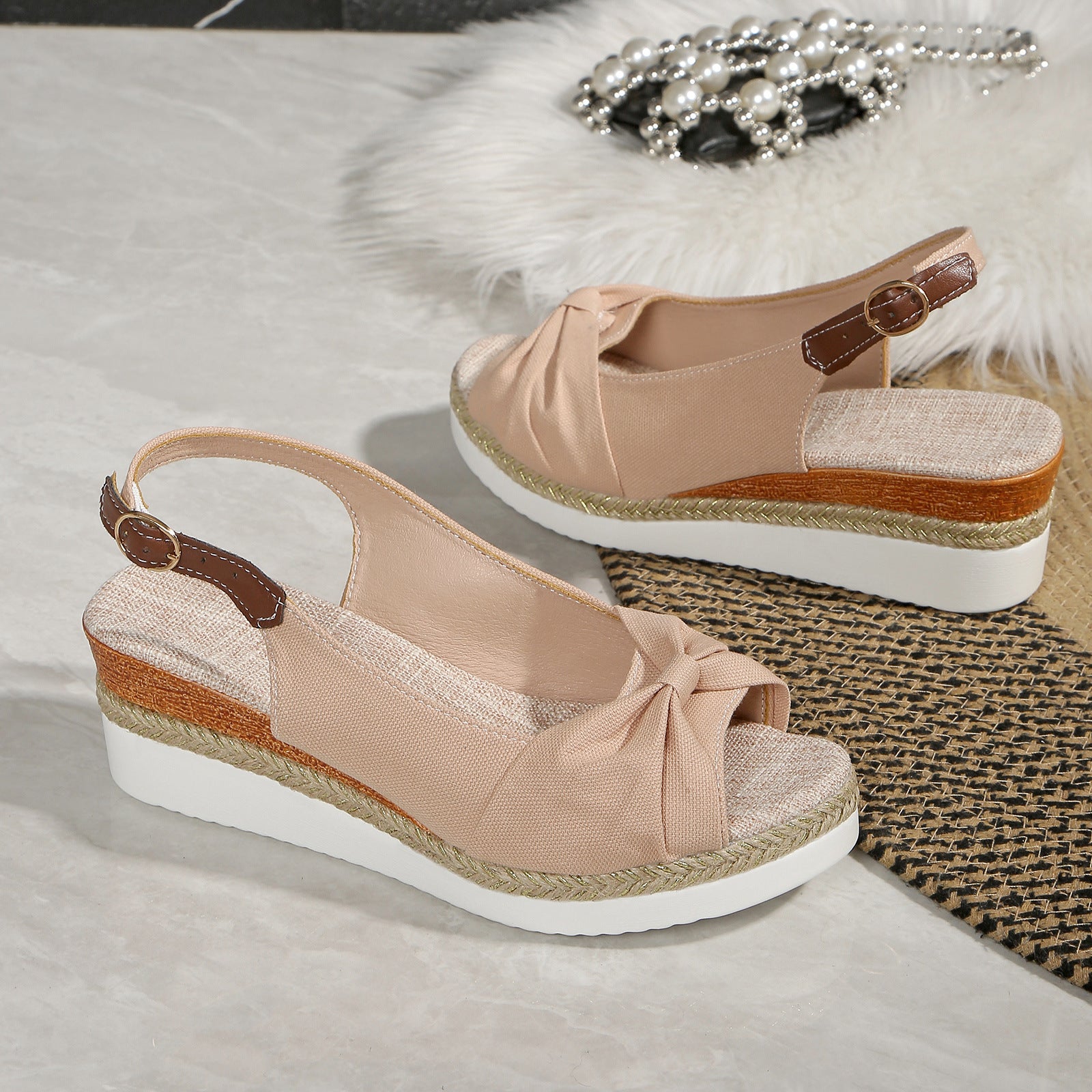 Bow Wedge Casual Sandals Women's Rubber - D&A