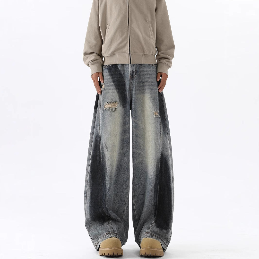 Men's American-style Splash-ink Ripped Machete Jeans - D&A