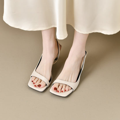 Summer New French Style Square Toe Large Size Sandals Stiletto Sandals - D&A