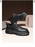 Genuine Leather Breathable Platform Height Increasing Work Casual Shoes - D&A