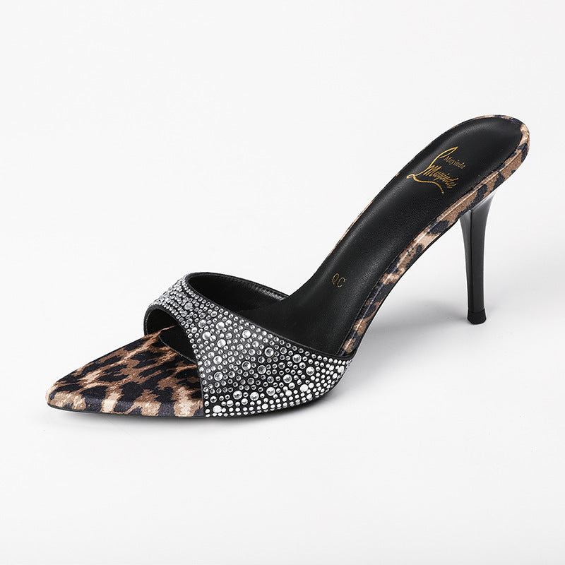 Pointed Stiletto Heel Women's Outdoor Rhinestone Sandals - D&A