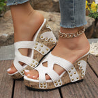 Women's Light-soled Rivet Sandals Plus Size - D&A