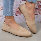 Fly Woven Mesh Low-cut Slip-on Lazy Flat Women's Casual Shoes Beige - D&A