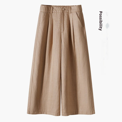 Thin Casual Straight-leg Cotton And Linen Wide-leg Pants Khaki - D&A