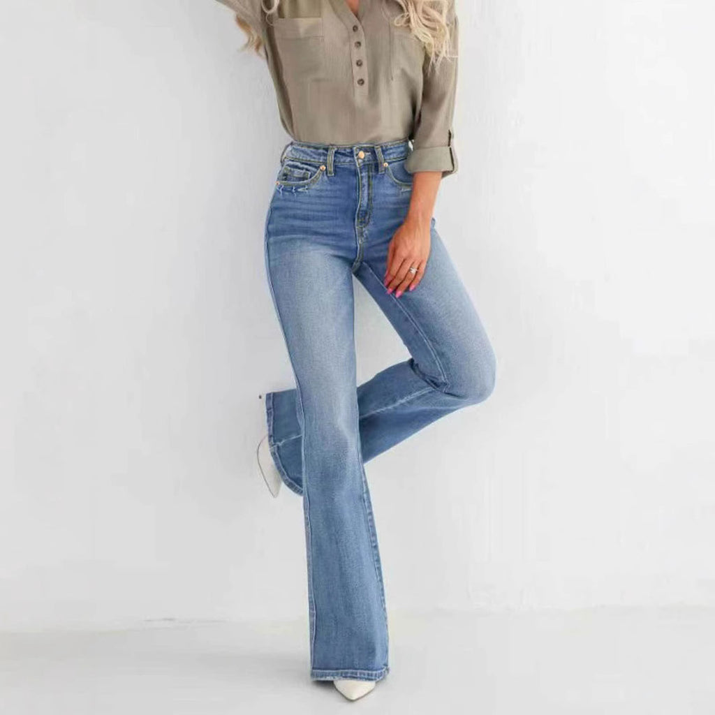 Fashion Slim Stretch High-waisted Boot-cut Pants Jeans - D&A