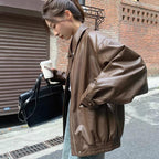 Korean Style Loose Leather Jacket Handsome Motorcycle - D&A