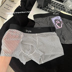Vintage Stripe Men's Ice Silk Breathable Transparent Bottom Crotch Boxer Briefs - D&A