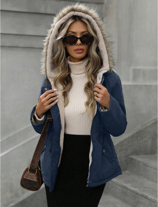 Aveloria Hooded Cinched Waist Casual ParkaPadded Insulated Polyfill Synthetic Insulation Winter Coat - D&A