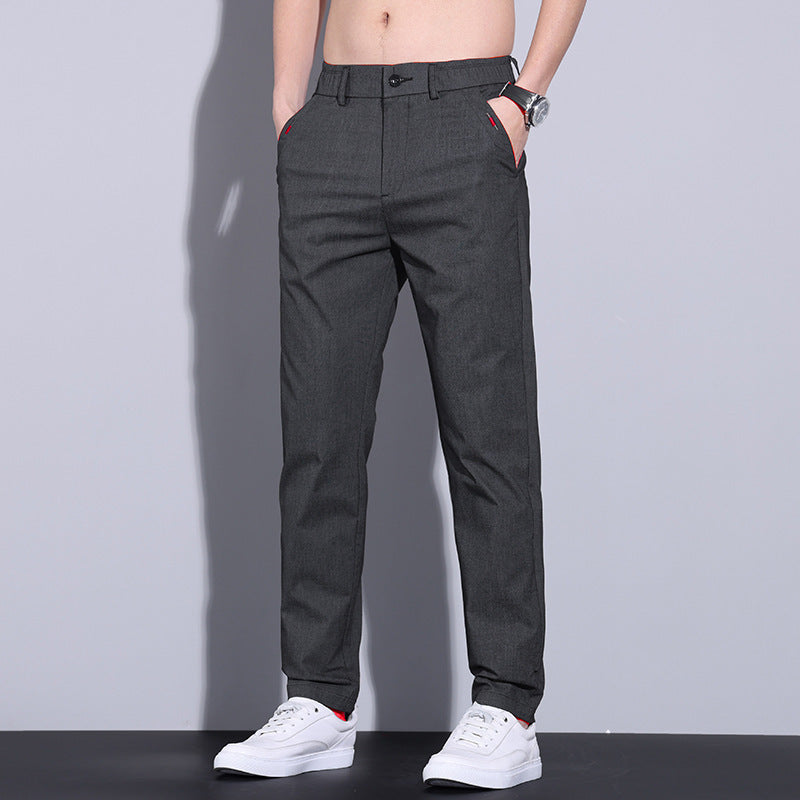 Men's Springsummer Business Casual Pants Straight Slim Fit Breathable Men's Pants Black And Gray - D&A