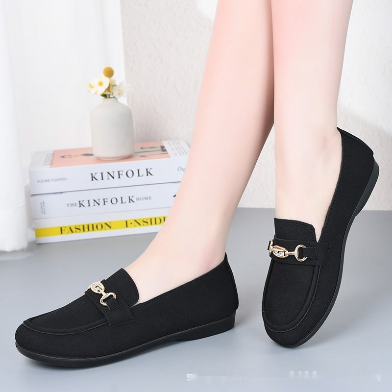 Gommino Women's Solid Color Casual Shoes Soft Bottom - D&A