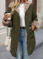 Women's Warm And Fashionable Jacket With Soft Thermal Lined And Pockets Green - D&A