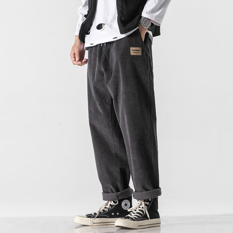 Loose Straight Sports Pants Autumn And Winter Men Dark Gray - D&A