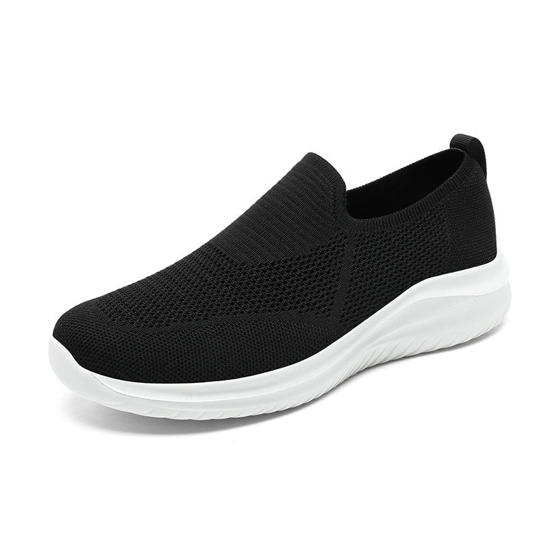Mesh Flying Woven Breathable Loafers Comfortable All-match Shoes Black And White - D&A